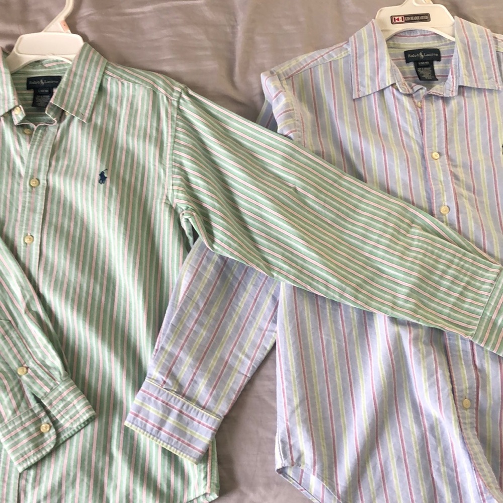 Polo Ralph Lauren Pastel Dress Shirts - 2 Pack Deal - Size kids L (14-16)